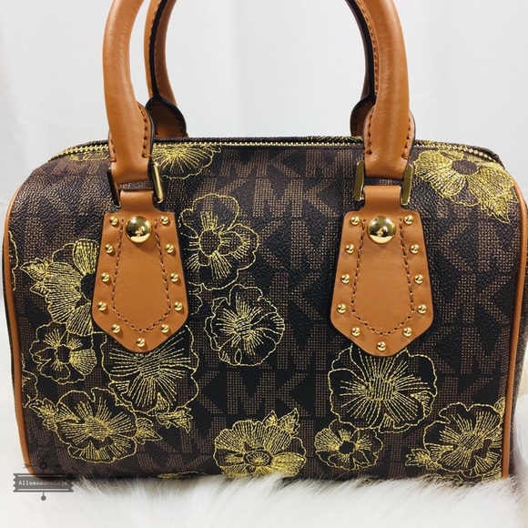 Michael Kors aria Small Satchel Brown Acorn floral - Picture 4 of 8
